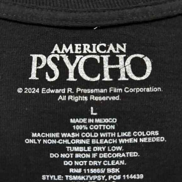 American Psycho Patrick Bateman Horror Thriller Movie Tee L - Picture 4 of 4